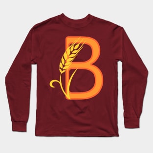 Stylized typography with capital letter B isolated monogram and plant decoration Long Sleeve T-Shirt